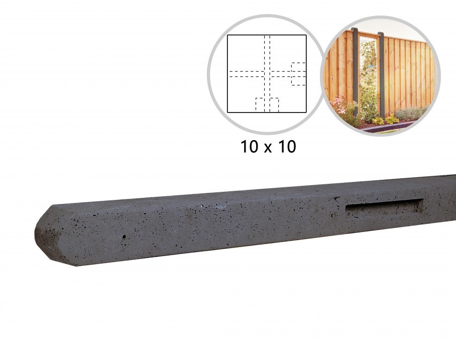 Hoekpaal ruw beton, antraciet, 10 x 10 x 280 cm