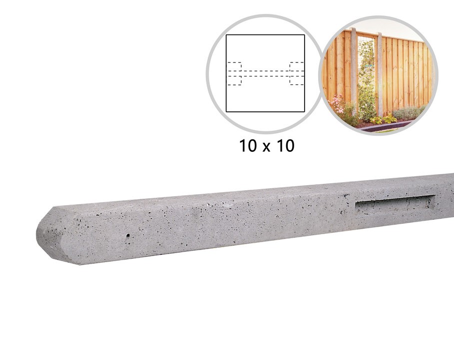 Tussenpaal ruw beton, grijs, 10 x 10 x 280 cm