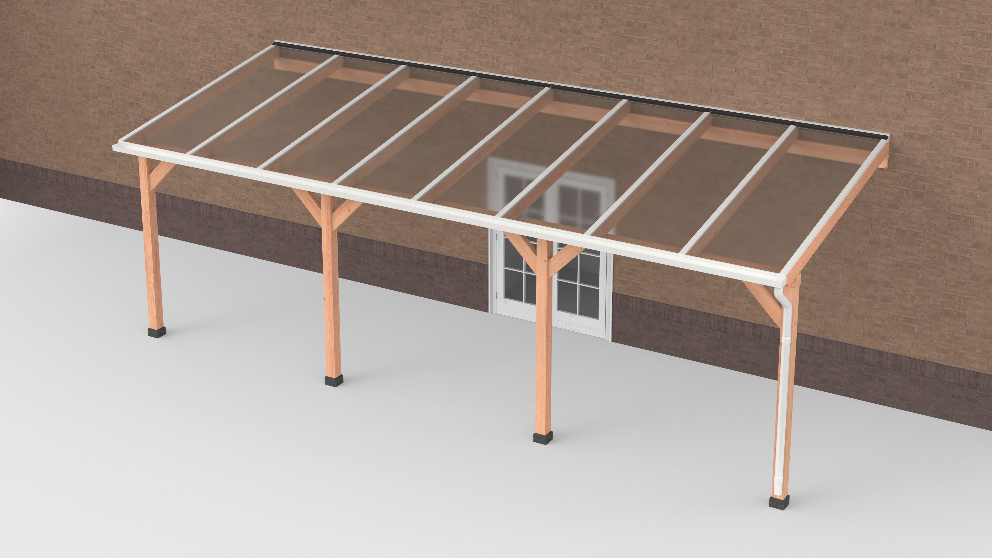 Douglas terrasoverkapping | Wit | Polycarbonaat | Helder | Geschaafd | 800 x 300 cm