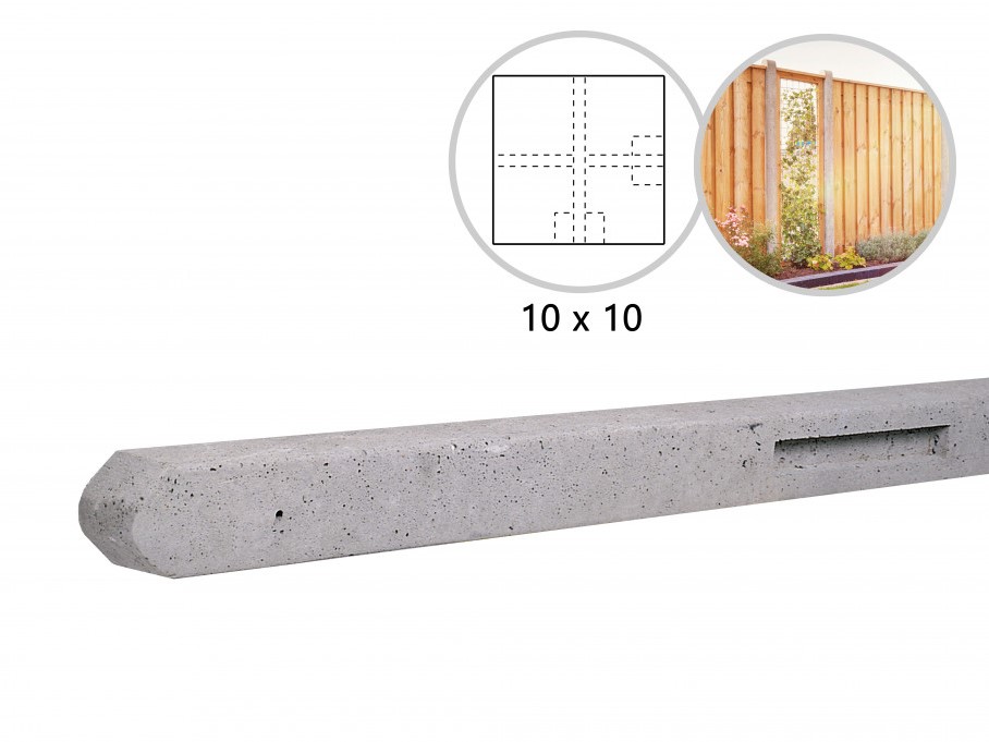 Hoekpaal ruw beton, grijs, 10 x 10 x 280 cm