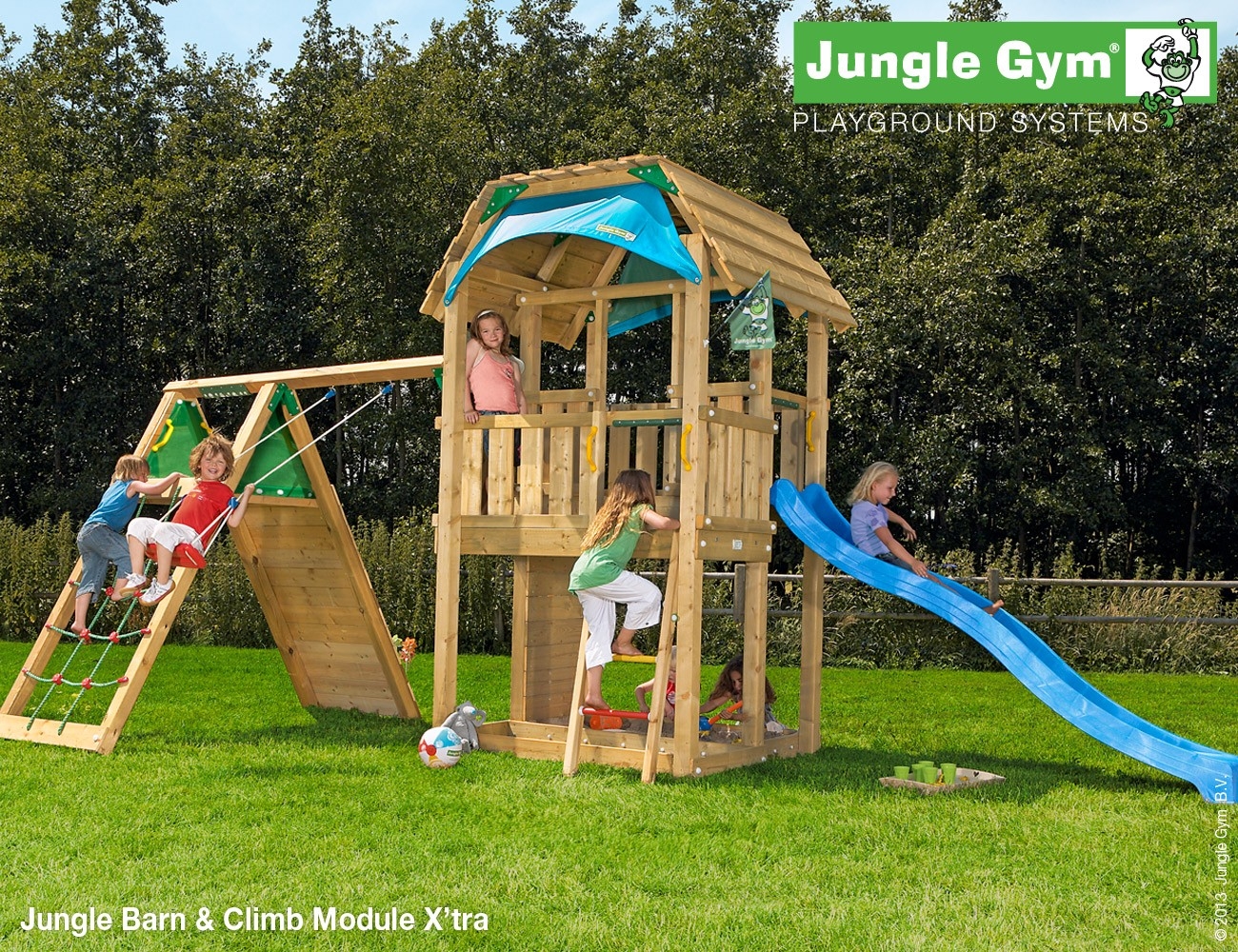 Jungle Gym | Barn + Climb Module X'tra | DeLuxe | Blauw