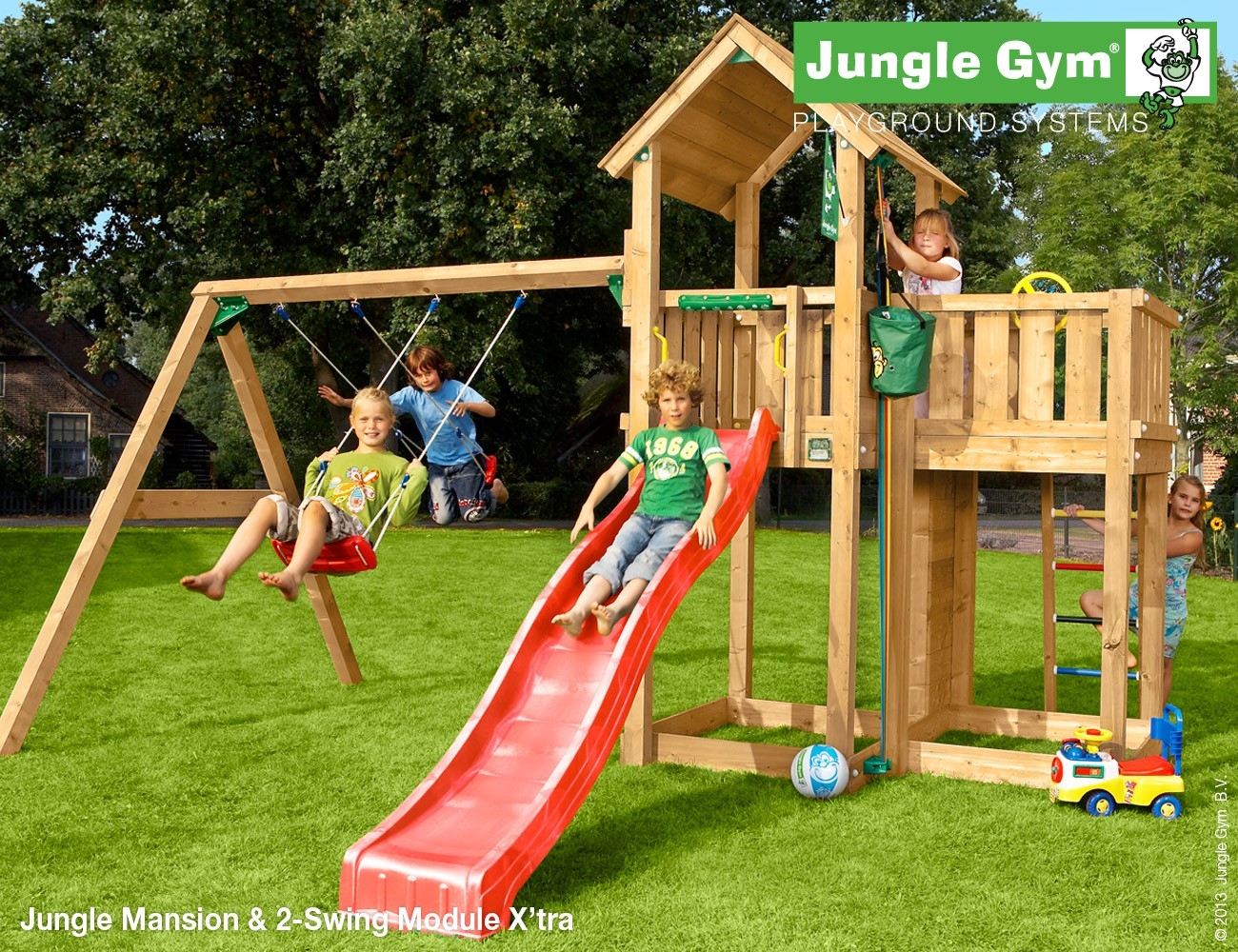 Jungle Gym | Mansion + 2-Swing Module X'tra | DeLuxe| Blauw