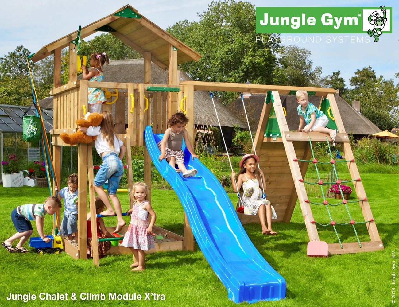 Jungle Gym | Chalet + Climb Module X'tra | DeLuxe | Blauw