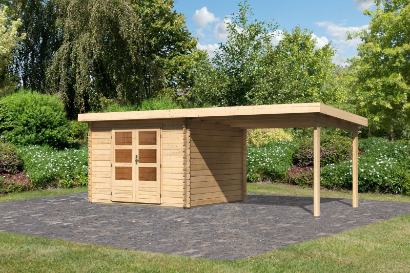 Blokhut | Bastrup 5 met luifel | 580 x 297 | Woodfeeling