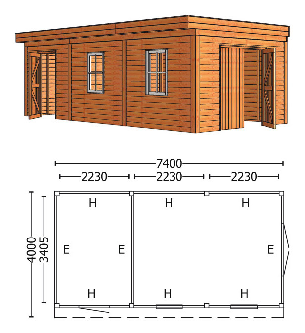 Trendhout | Buitenverblijf Mensa L 7400 mm | Combinatie 6