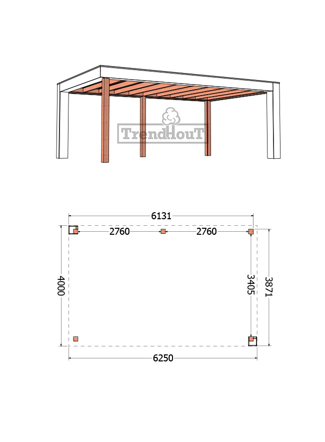 SALE | Trendhout | Buitenverblijf Verona | 6250 x 4000 mm | Rechts | Combinatie 1