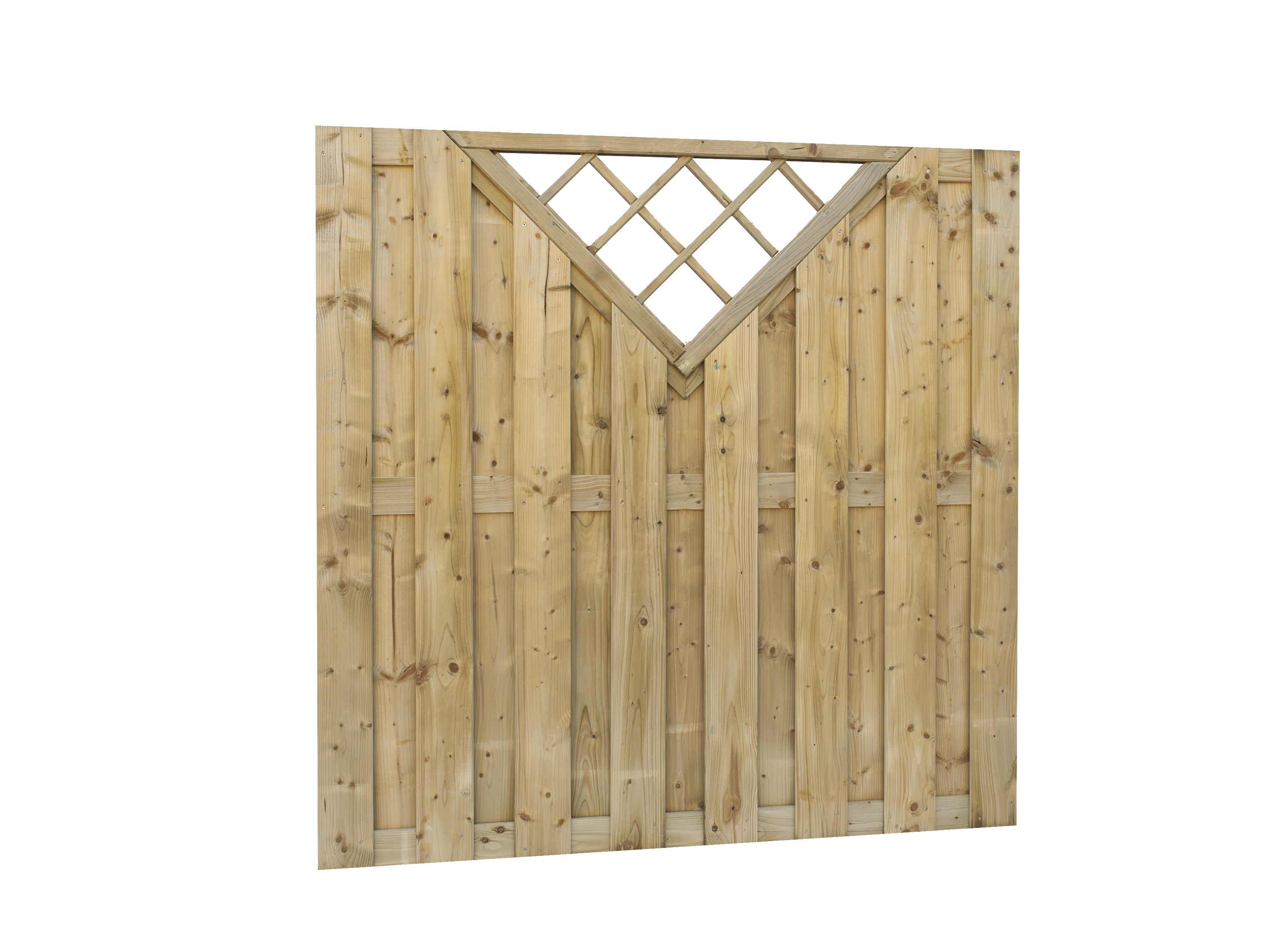 Schutting vuren geschaafd met V-trellis, 18-planks, 180 x 180 cm, groen geïmpregneerd