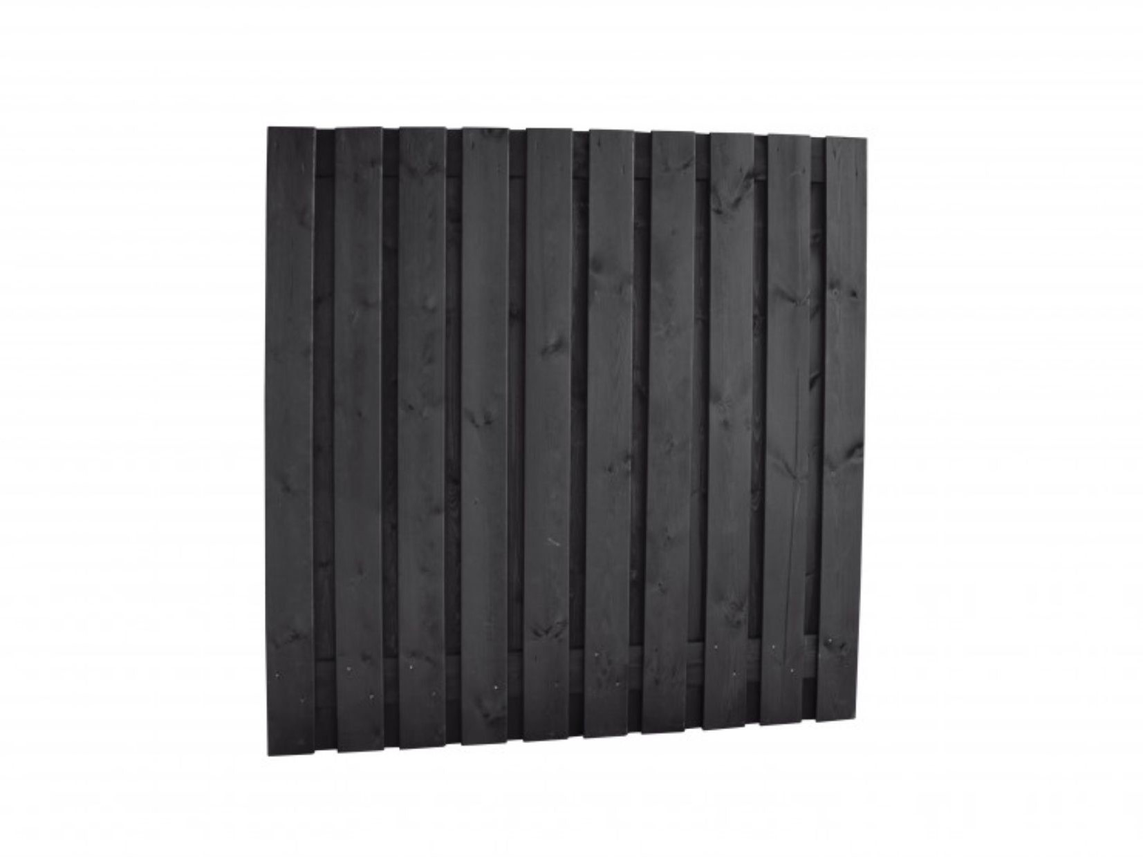 Schutting grenen geschaafd, 21-planks, 180 x 180 cm, zwart gespoten