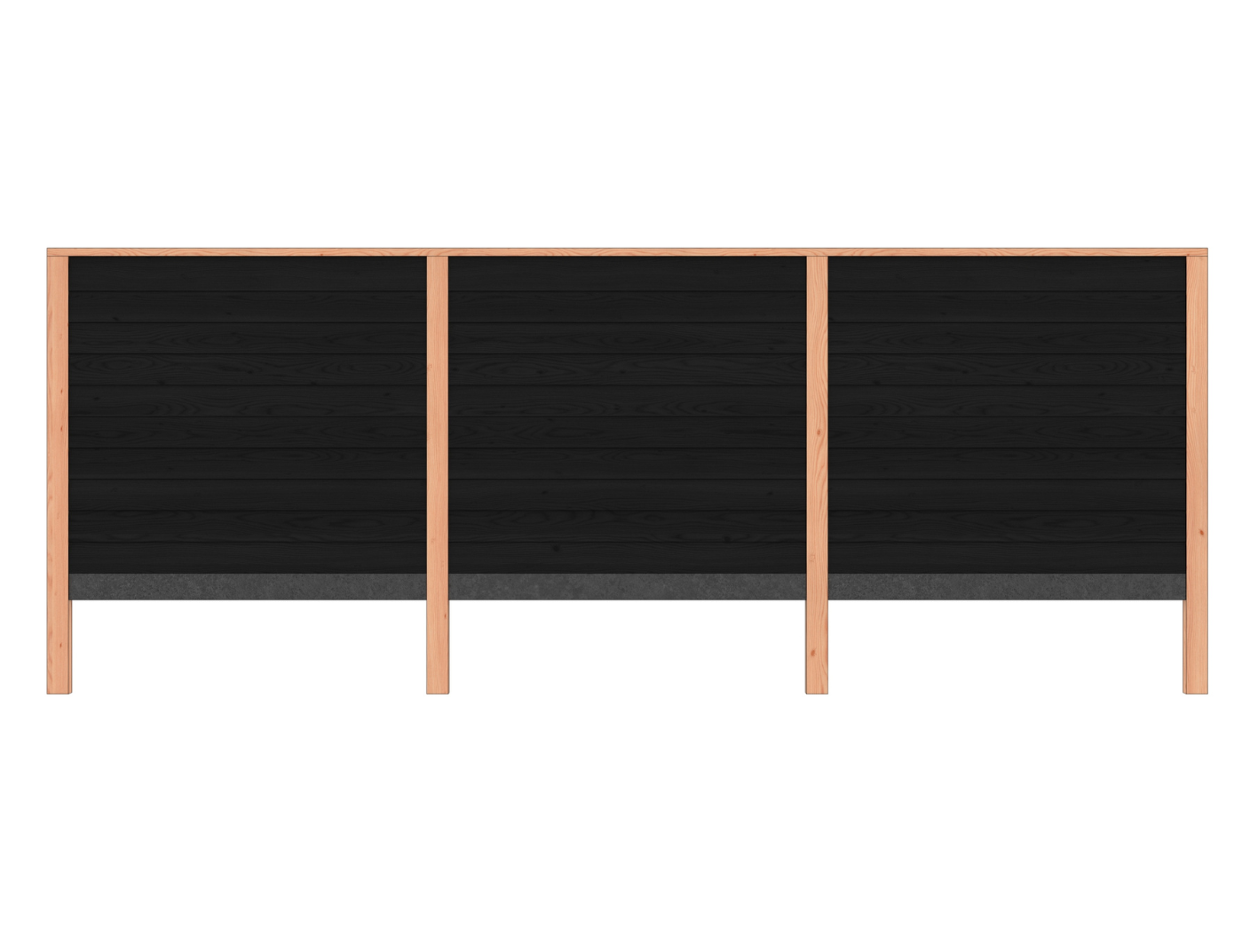 Schutting zweeds rabat zwart gespoten, 200 (B) x 180 (H) cm, enkelzijdig