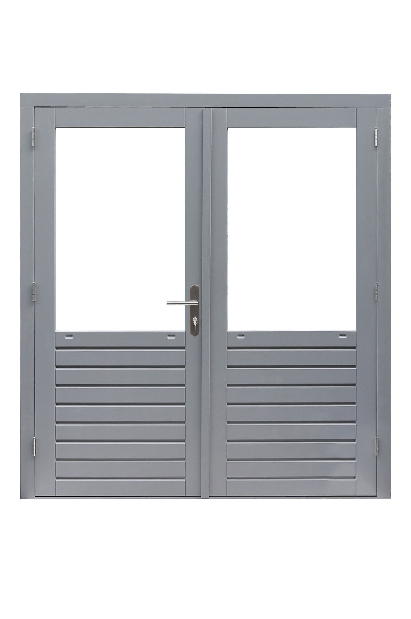 Hardhouten dubbele 1-ruits deur Prestige met dubbelglas, 202 x 221 cm, grijs gegrond