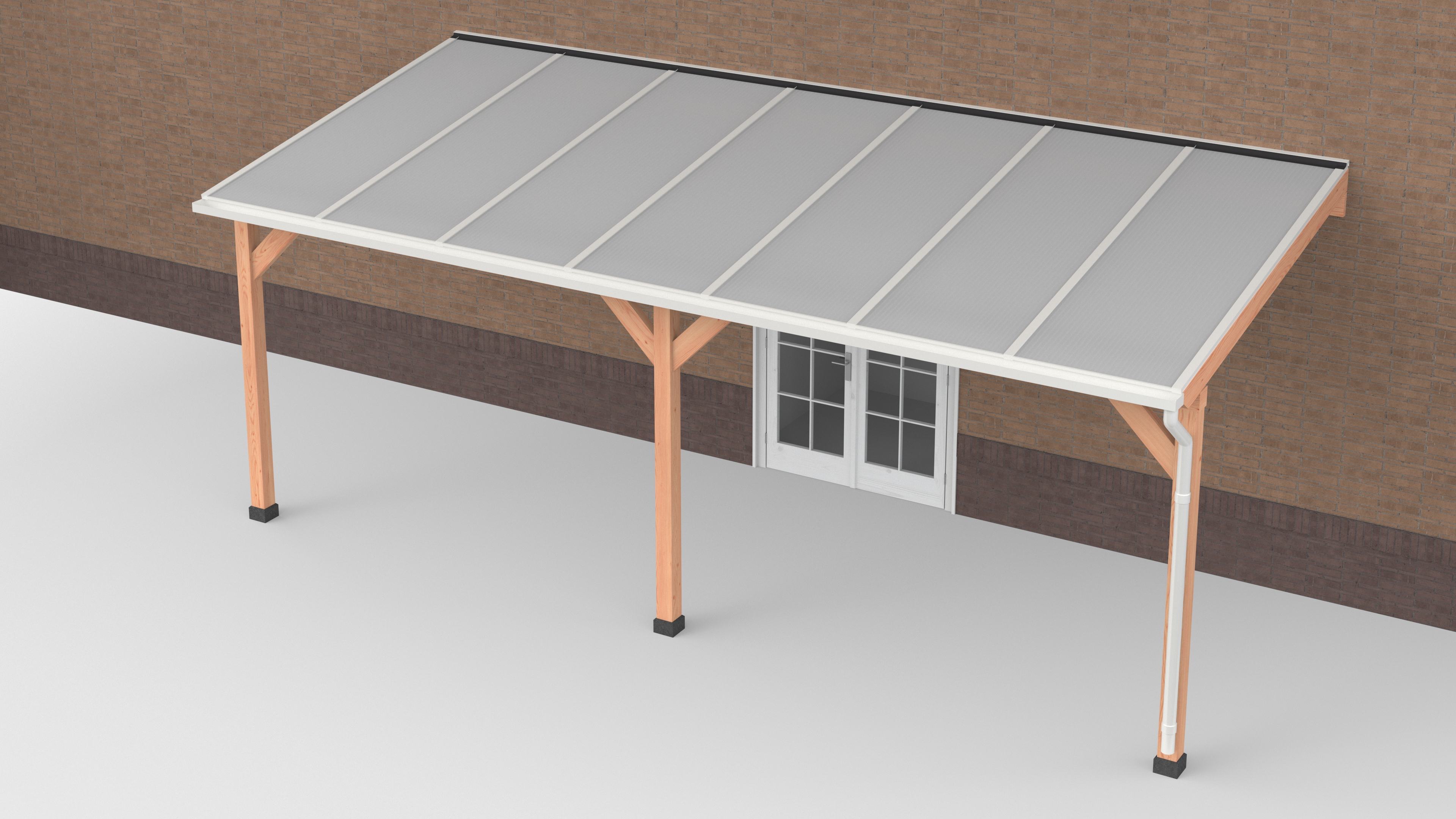 Douglas terrasoverkapping | Wit | Polycarbonaat | Opaal | Geschaafd | 700 x 300 cm