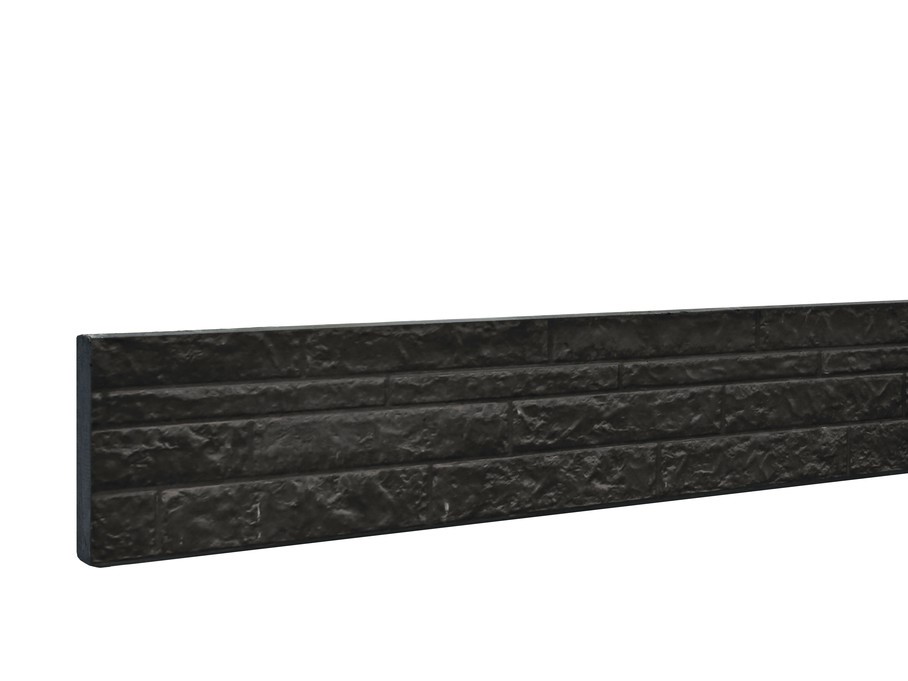 Betonplaat rotsmotief antraciet gecoat, 36 x 184 cm
