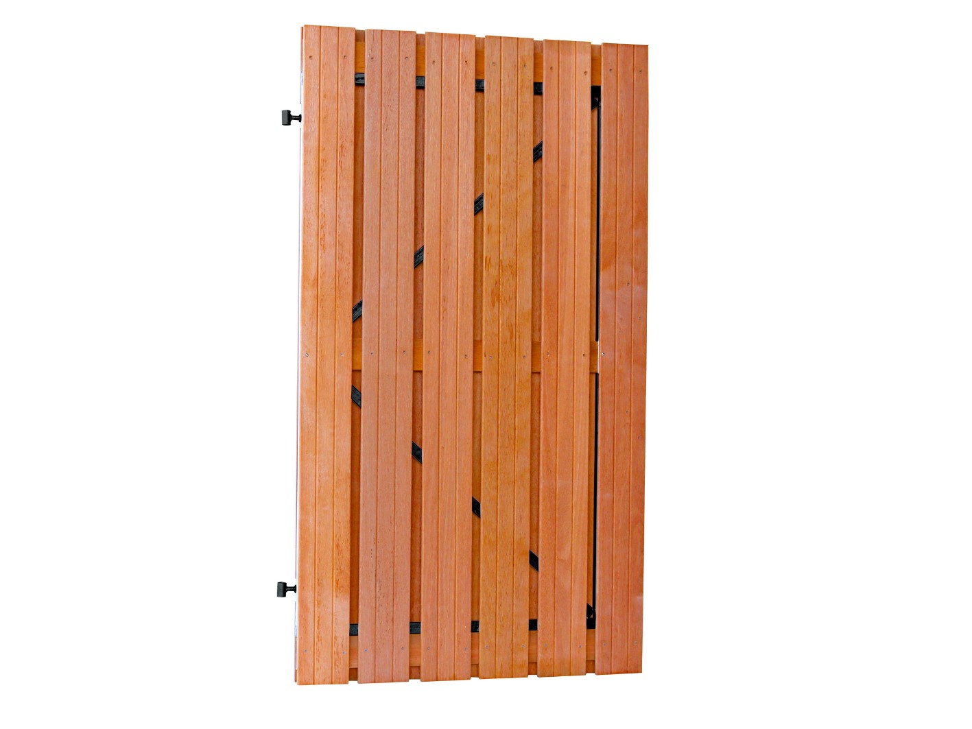 Hardhouten poortdeur | Geschaafd | Zwart stalen frame | 100 x 180 cm