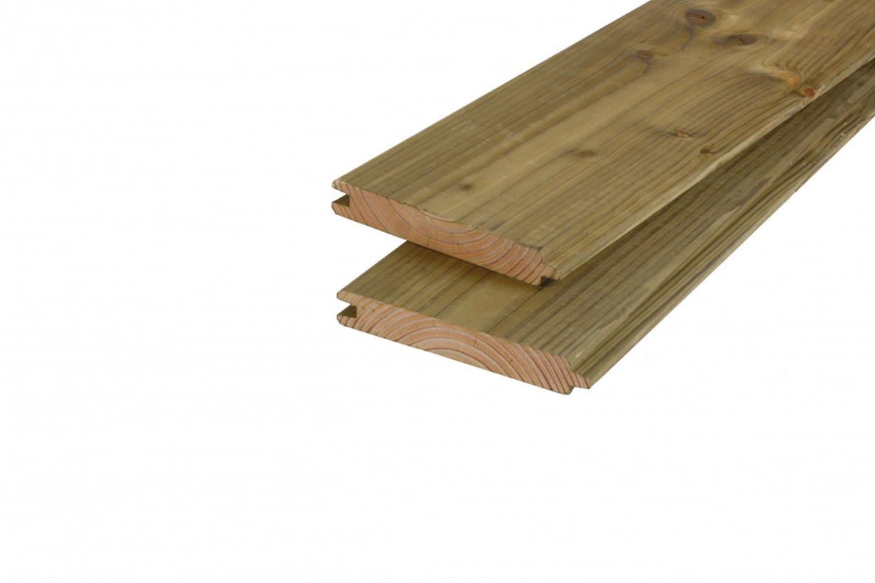spiraal uitbreiden hurken Blokhutprofiel plank Douglas | 28 x 195 mm | 300 cm | Geïmpregneerd |  Nubuiten