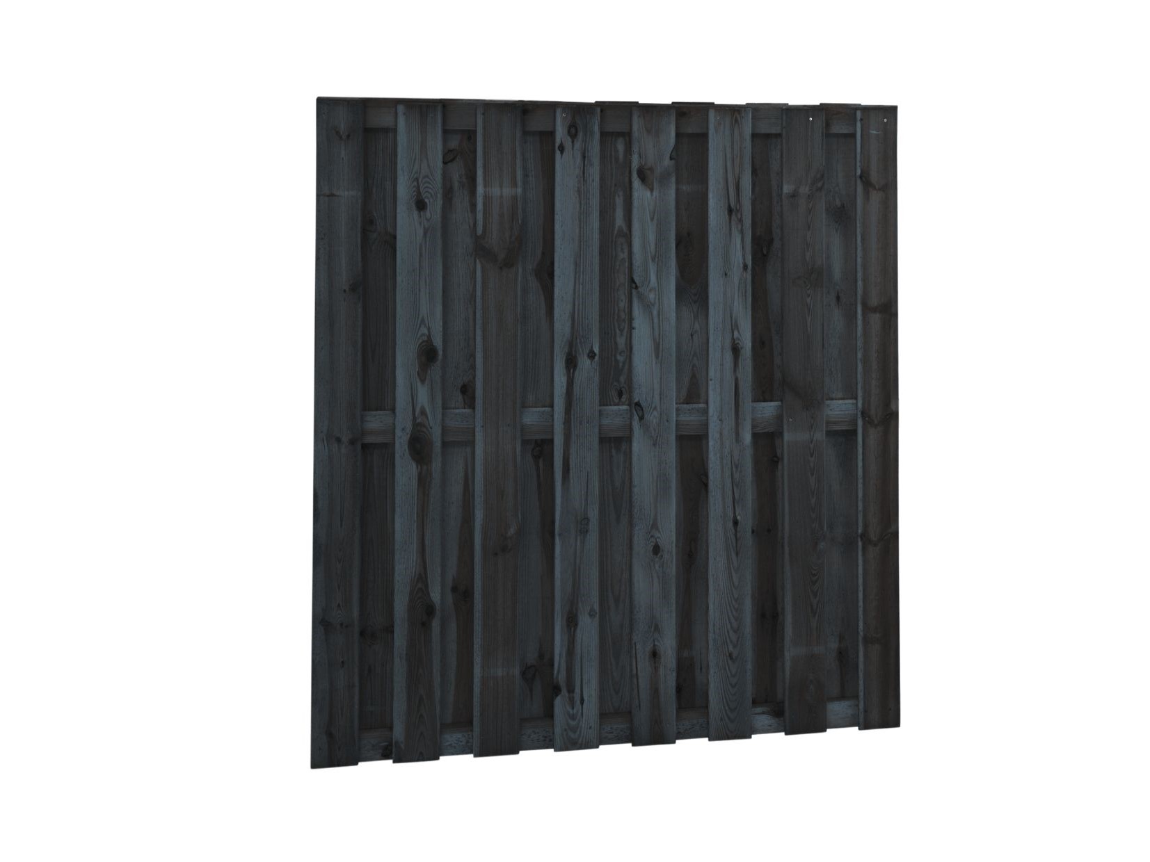 Schutting grenen geschaafd, 15-planks, 180 x 180 cm, zwart geïmpregneerd