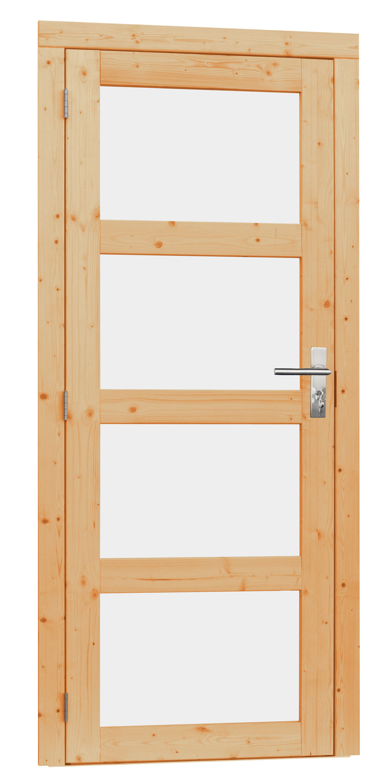 Woodvision | Vuren enkele deur | Melkglas 4-ruits | Rechtsdraaiend | 90 x 201 cm | Groen geïmpregneerd