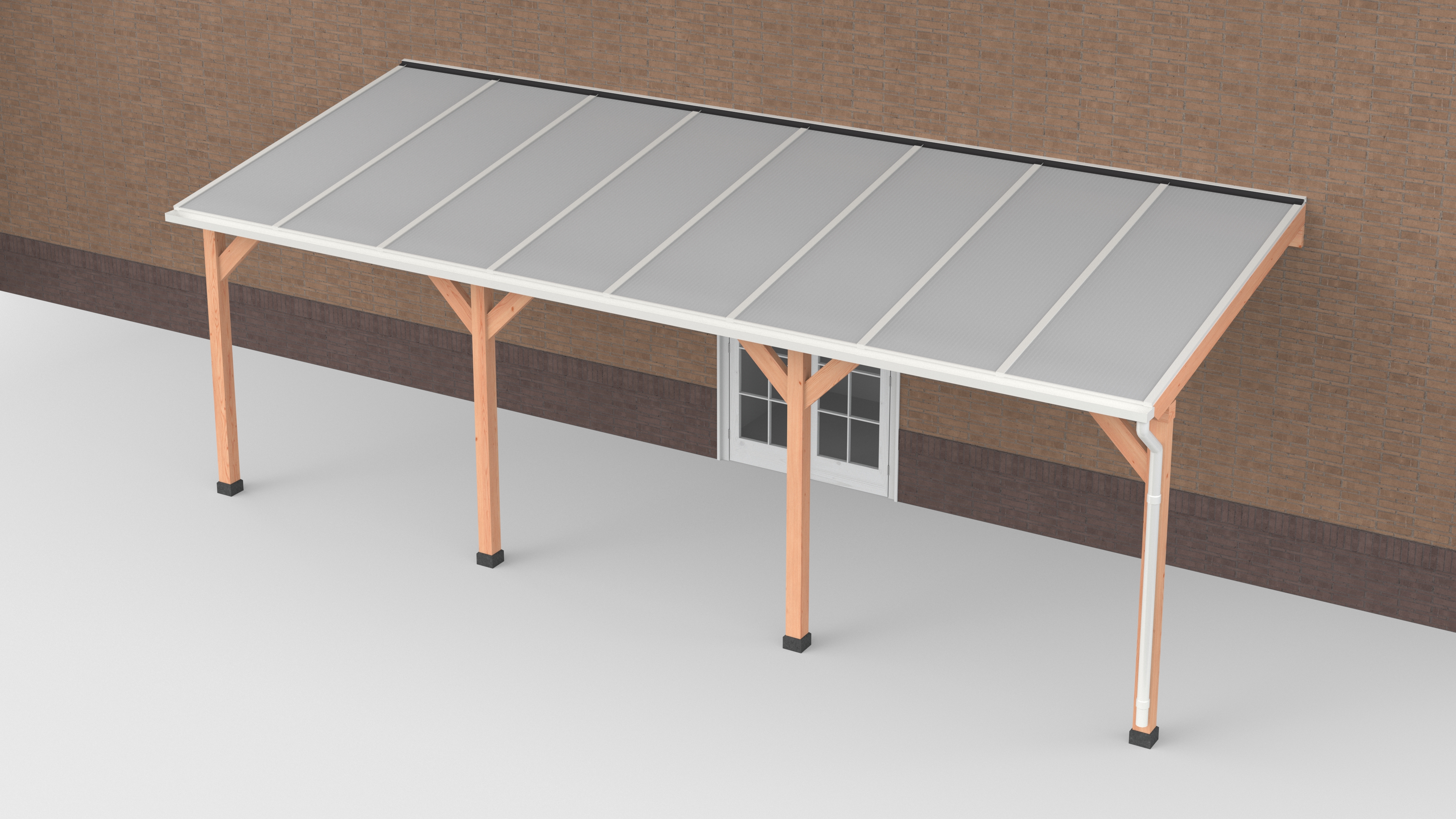 Douglas terrasoverkapping | Wit | Polycarbonaat | Opaal | Geschaafd | 800 x 300 cm