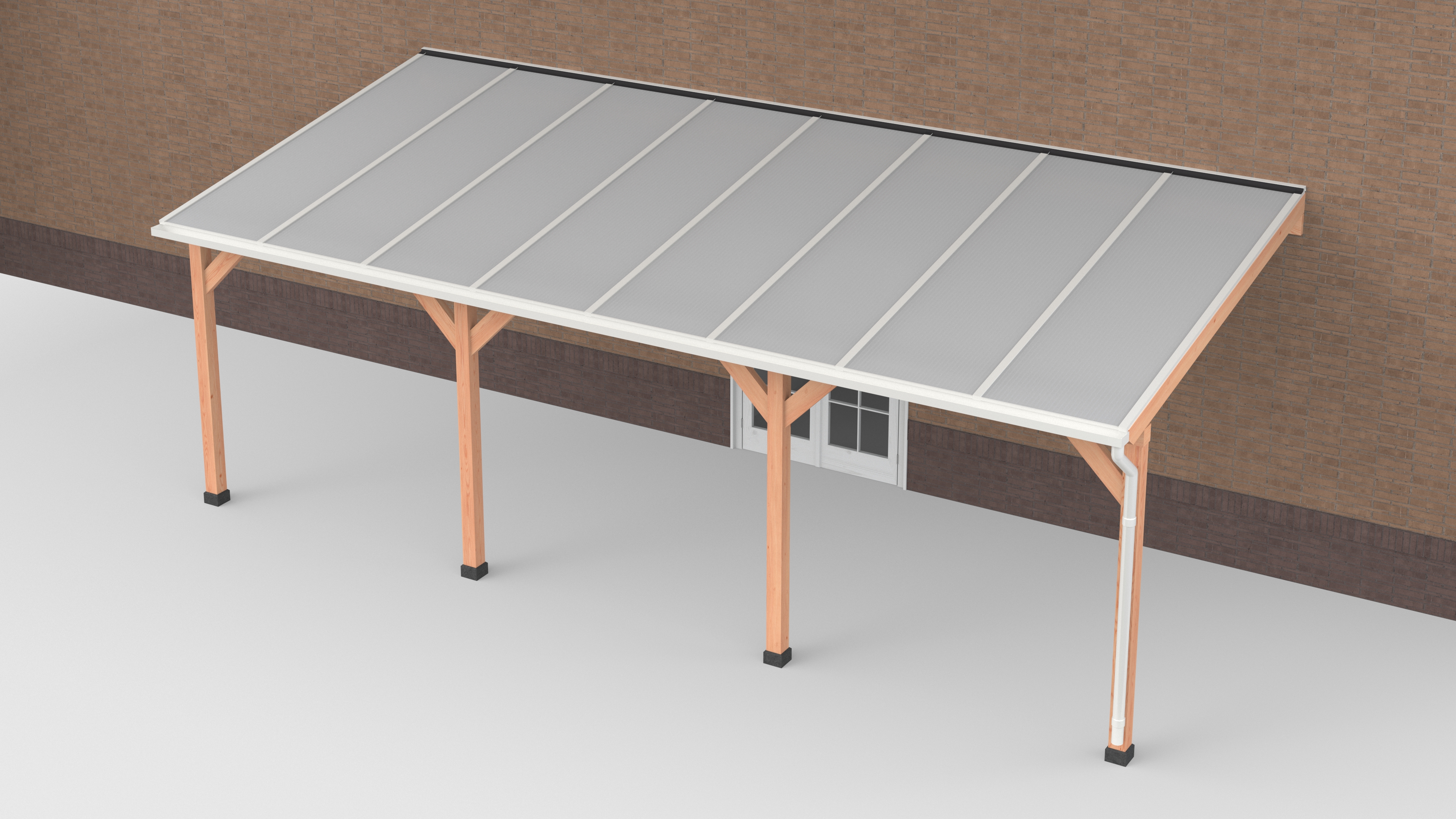 Douglas terrasoverkapping | Wit | Polycarbonaat | Opaal | Geschaafd | 800 x 350 cm