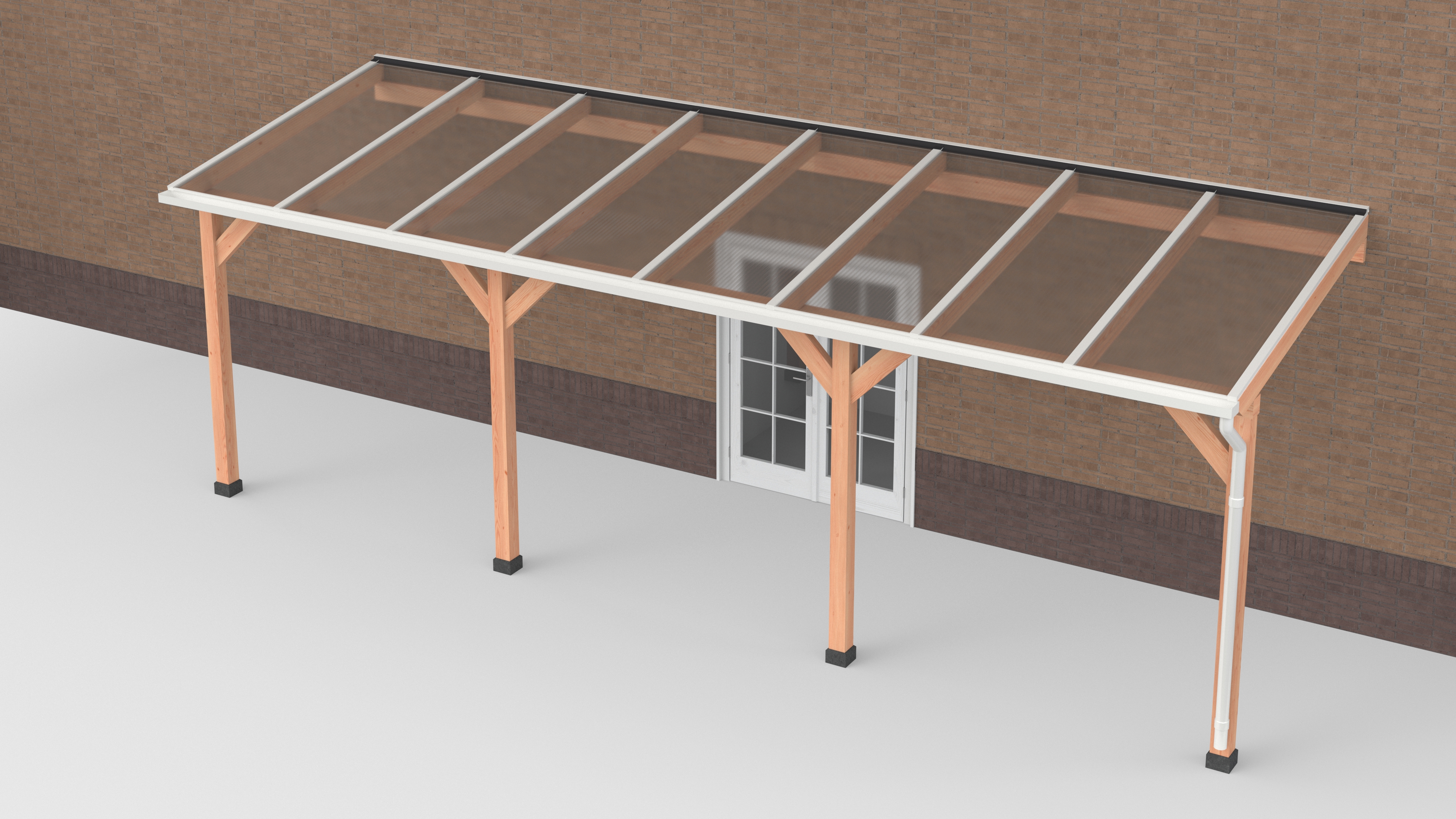 Douglas terrasoverkapping | Wit | Polycarbonaat | Helder | Geschaafd | 800 x 250 cm