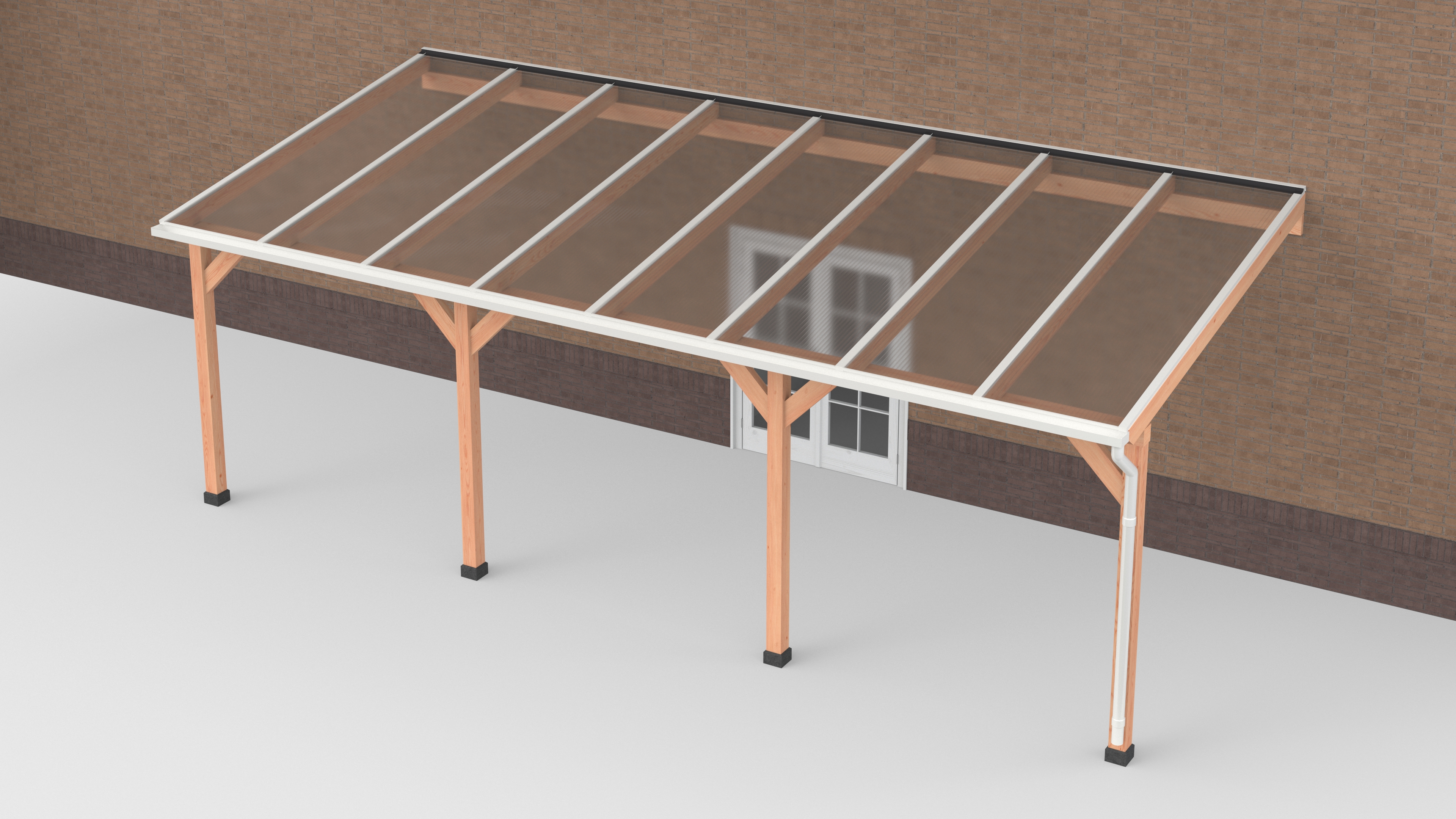 Douglas terrasoverkapping | Wit | Polycarbonaat | Helder | Geschaafd | 800 x 350 cm