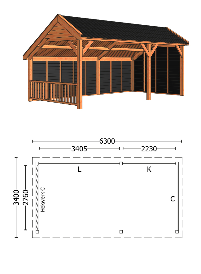 Trendhout | Kapschuur De Deel 6300 mm | Combinatie 2