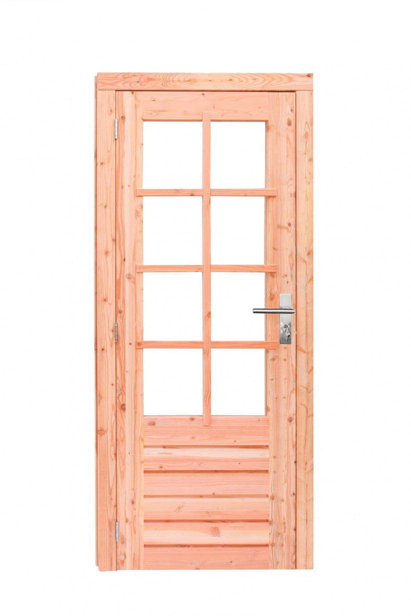 Woodvision | Douglas enkele deur | 8-ruits | Linksdraaiend | 90 x 201 cm | Groen geïmpregneerd