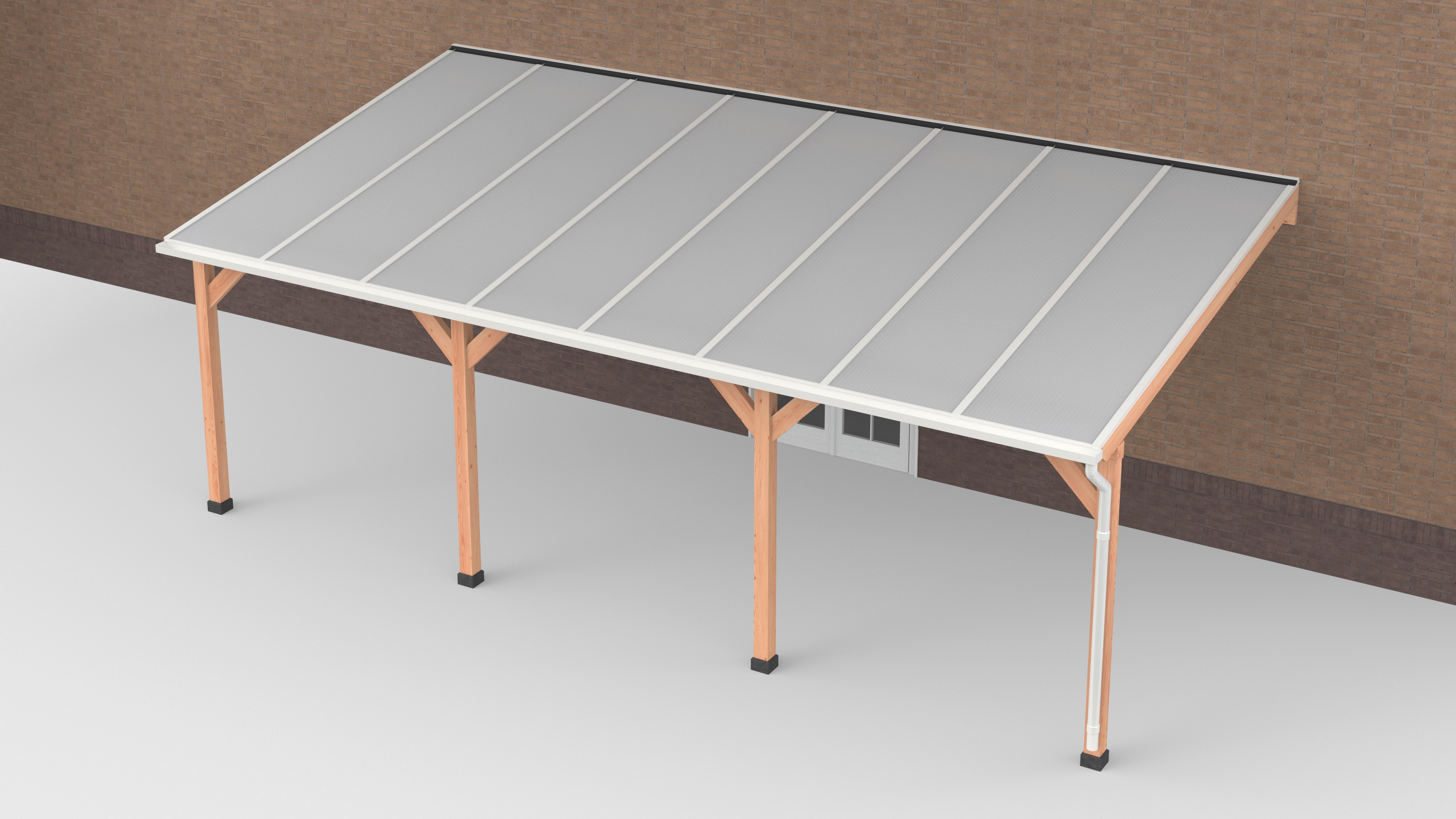 Douglas terrasoverkapping | Wit | Polycarbonaat | Opaal | Geschaafd | 800 x 400 cm