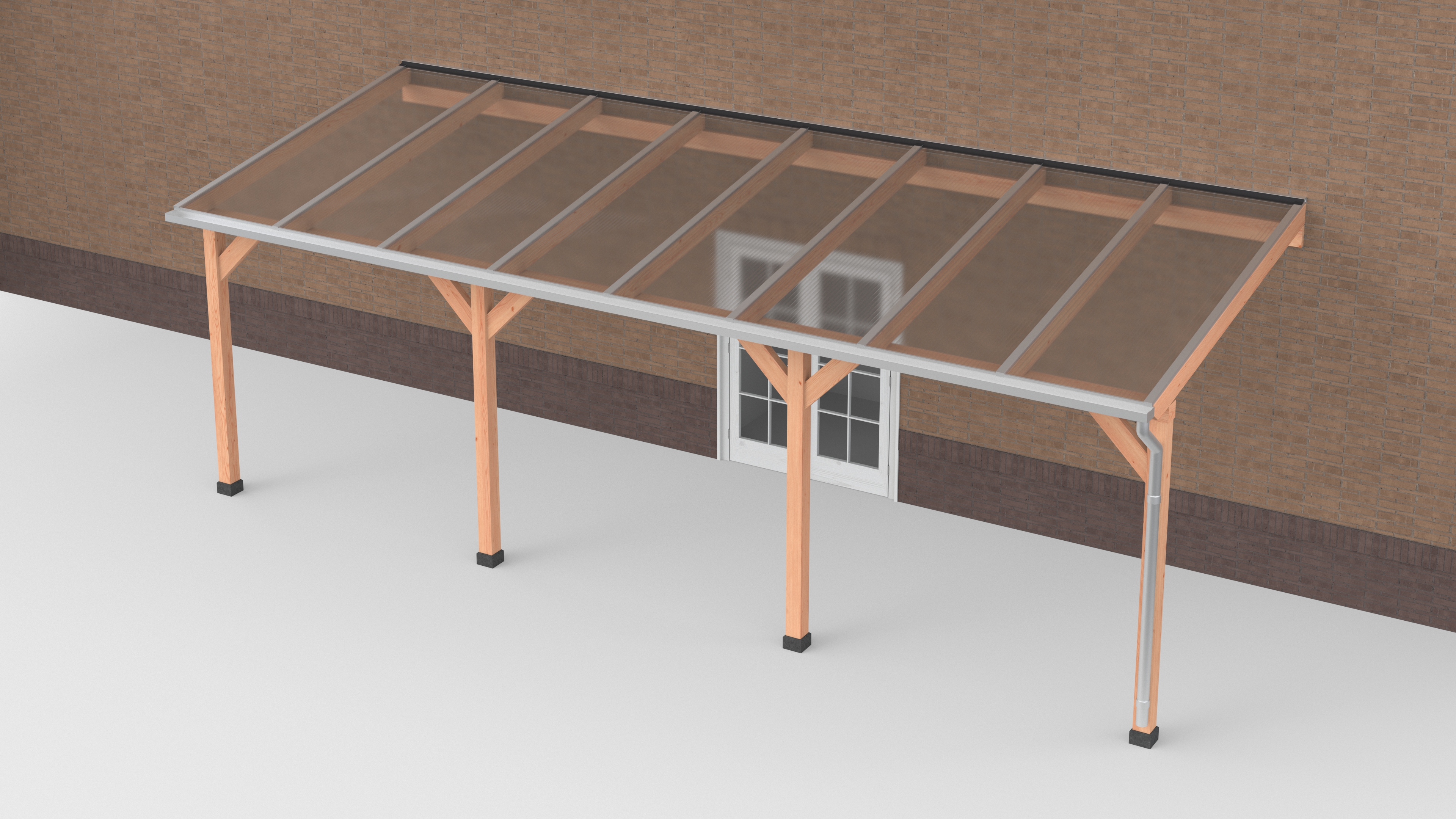 Douglas terrasoverkapping | Polycarbonaat | Helder | Geschaafd | 800 x 300 cm