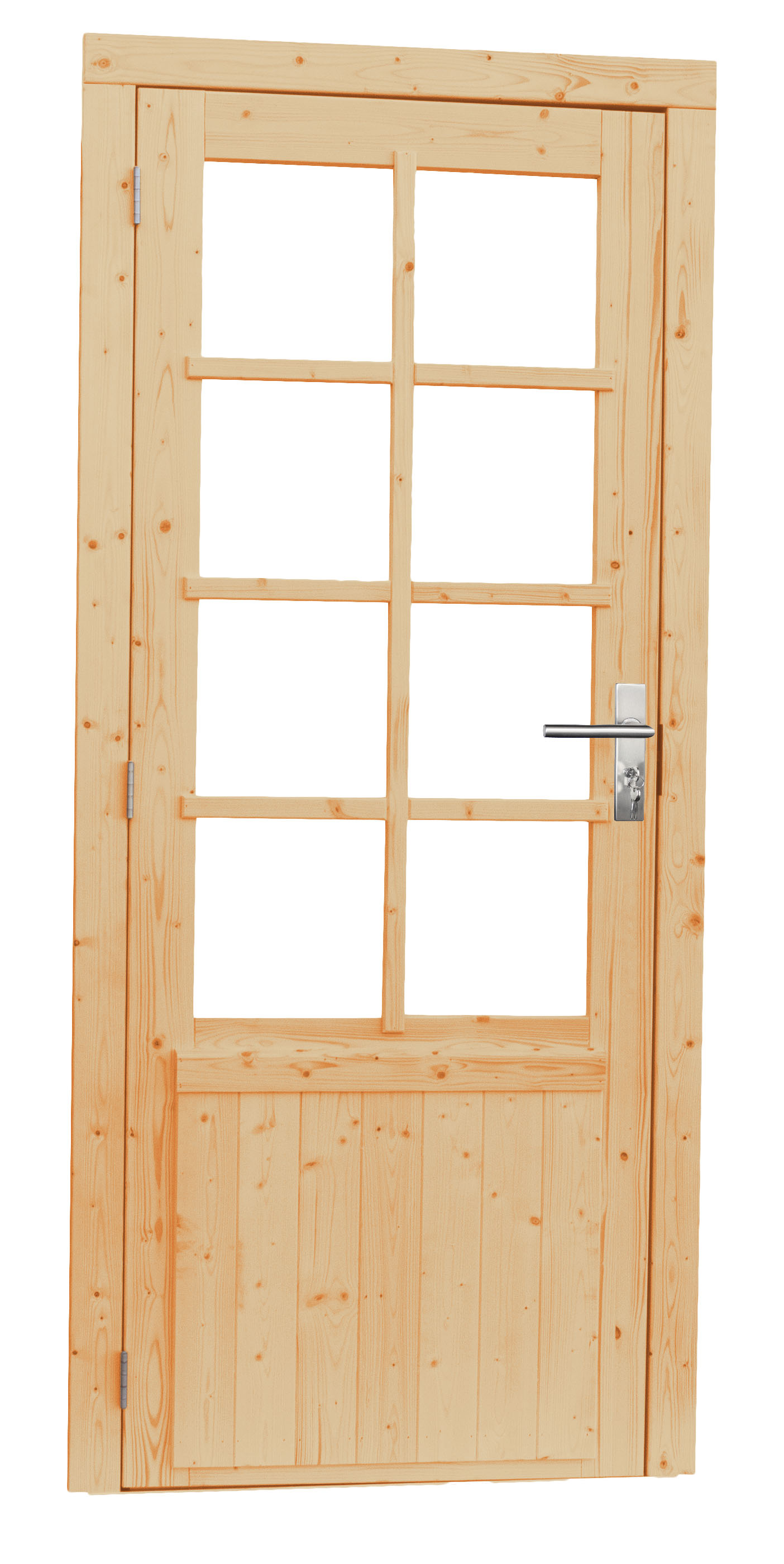 Woodvision | Vuren enkele glasdeur | 8-ruits | Rechtsdraaiend | 90 x 201 cm | Groen geïmpregneerd